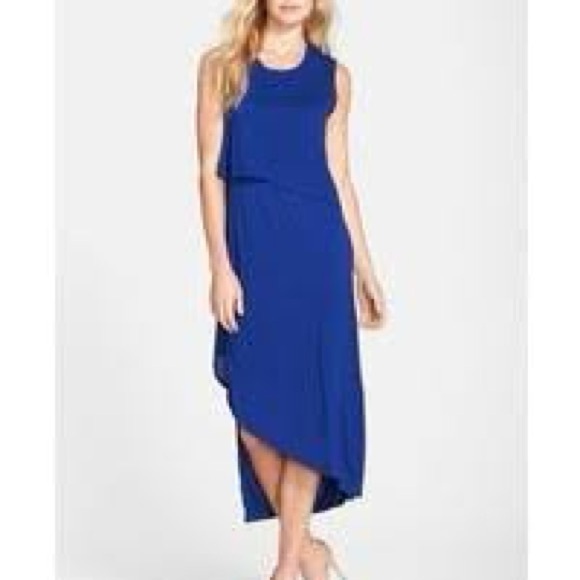 Bcbg Kyrie Asymmetrical Jersey Midi Dress L - Picture 1 of 4